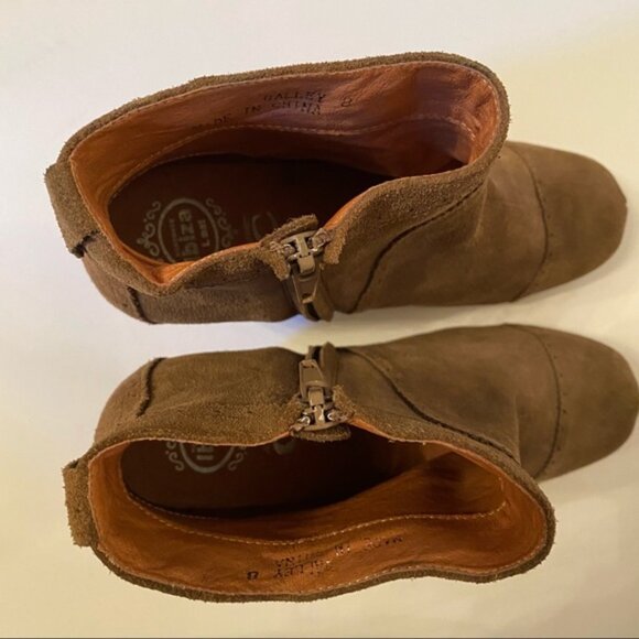 JEFFREY CAMPBELL SHOES BOOTS ANKLE BOOTIES BROWN SUEDE LEATHER WEDGE ZIP - Picture 14 of 15